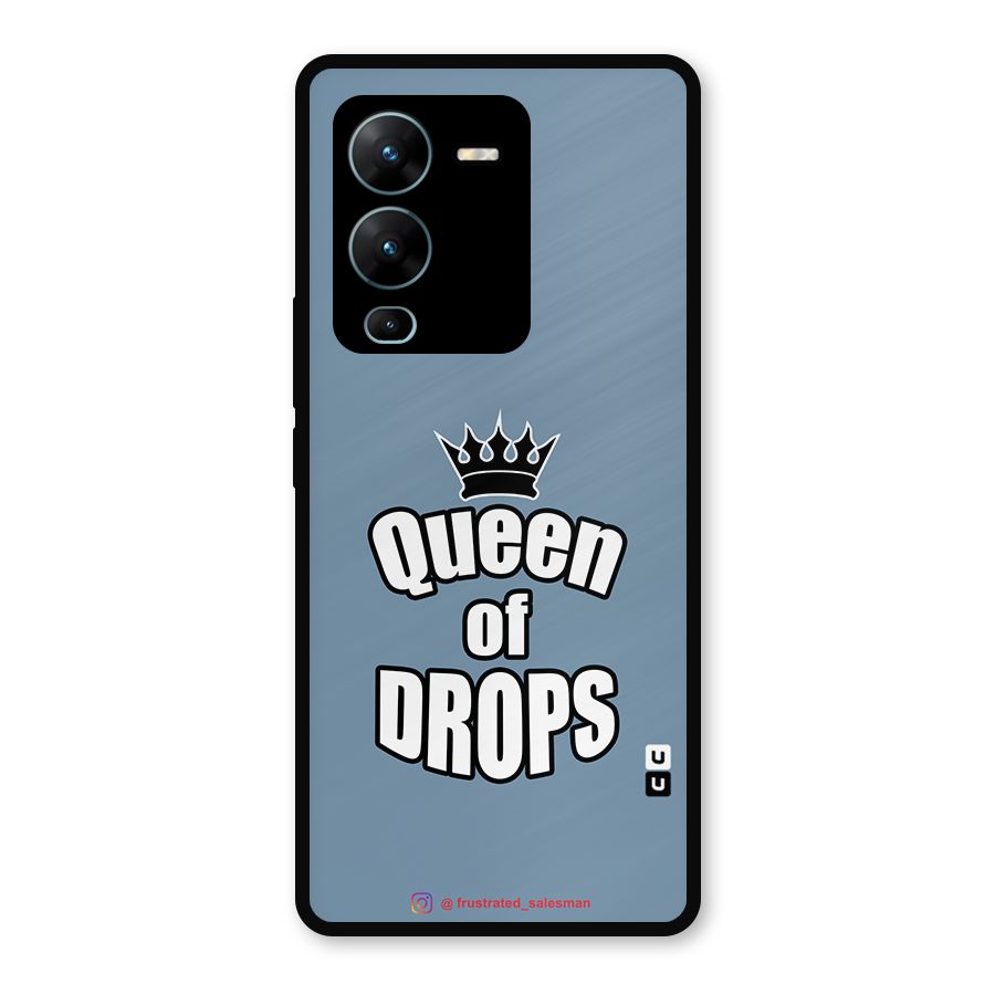 Queen of Drops SteelBlue Metal Back Case for Vivo V25 Pro