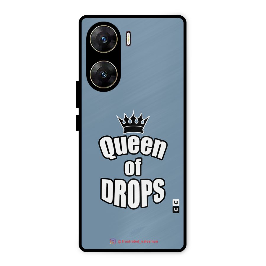 Queen of Drops SteelBlue Metal Back Case for Vivo V29e