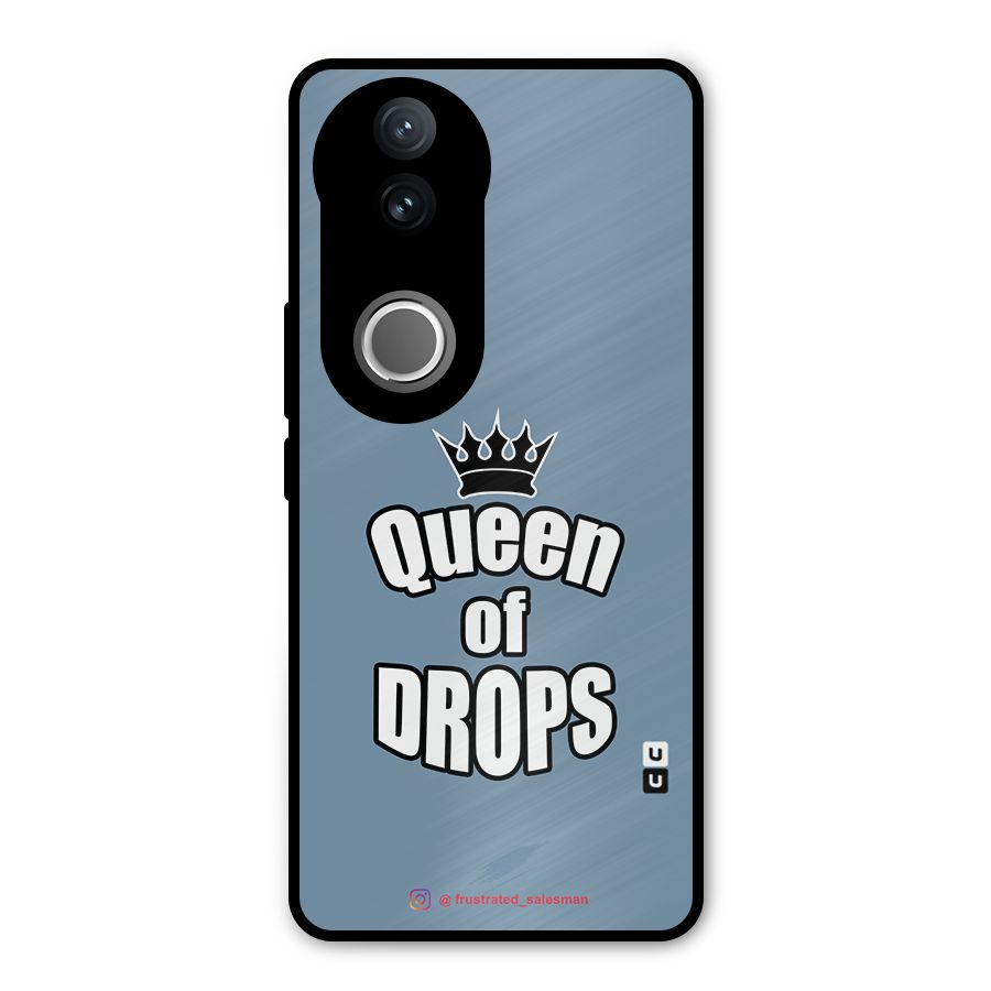 Queen of Drops SteelBlue Metal Back Case for Vivo V50e