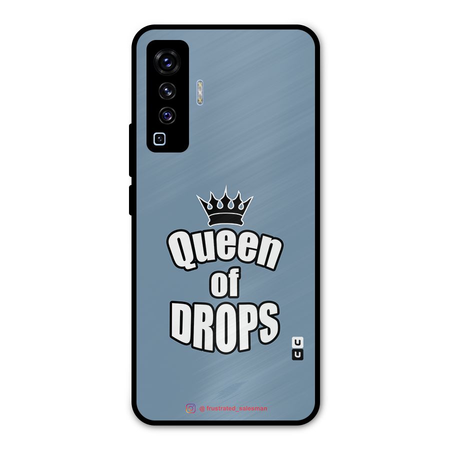 Queen of Drops SteelBlue Metal Back Case for Vivo X50