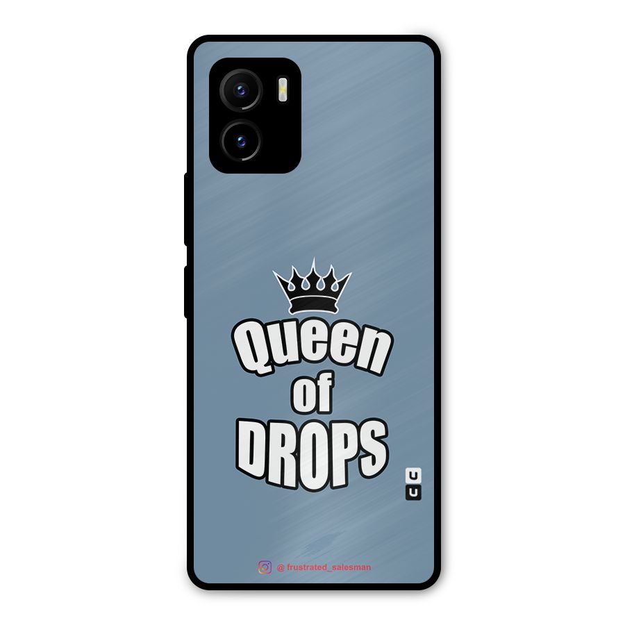 Queen of Drops SteelBlue Metal Back Case for Vivo Y15s