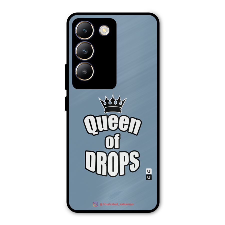 Queen of Drops SteelBlue Metal Back Case for Vivo Y200e