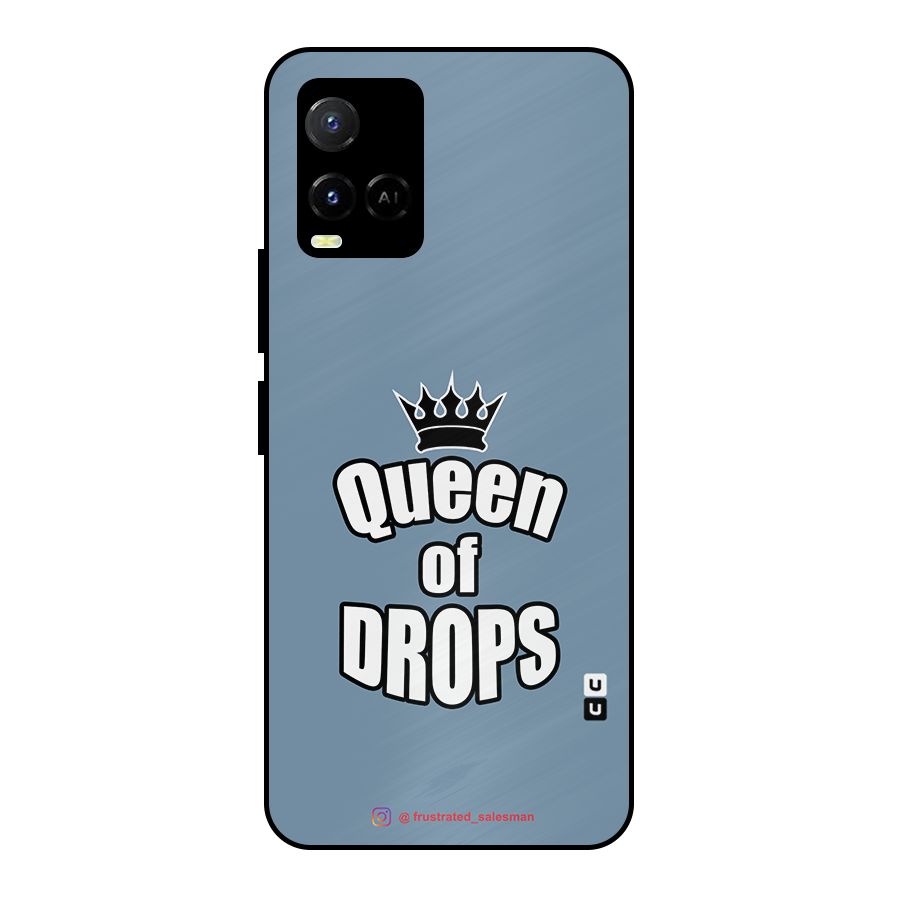 Queen of Drops SteelBlue Metal Back Case for Vivo Y21A