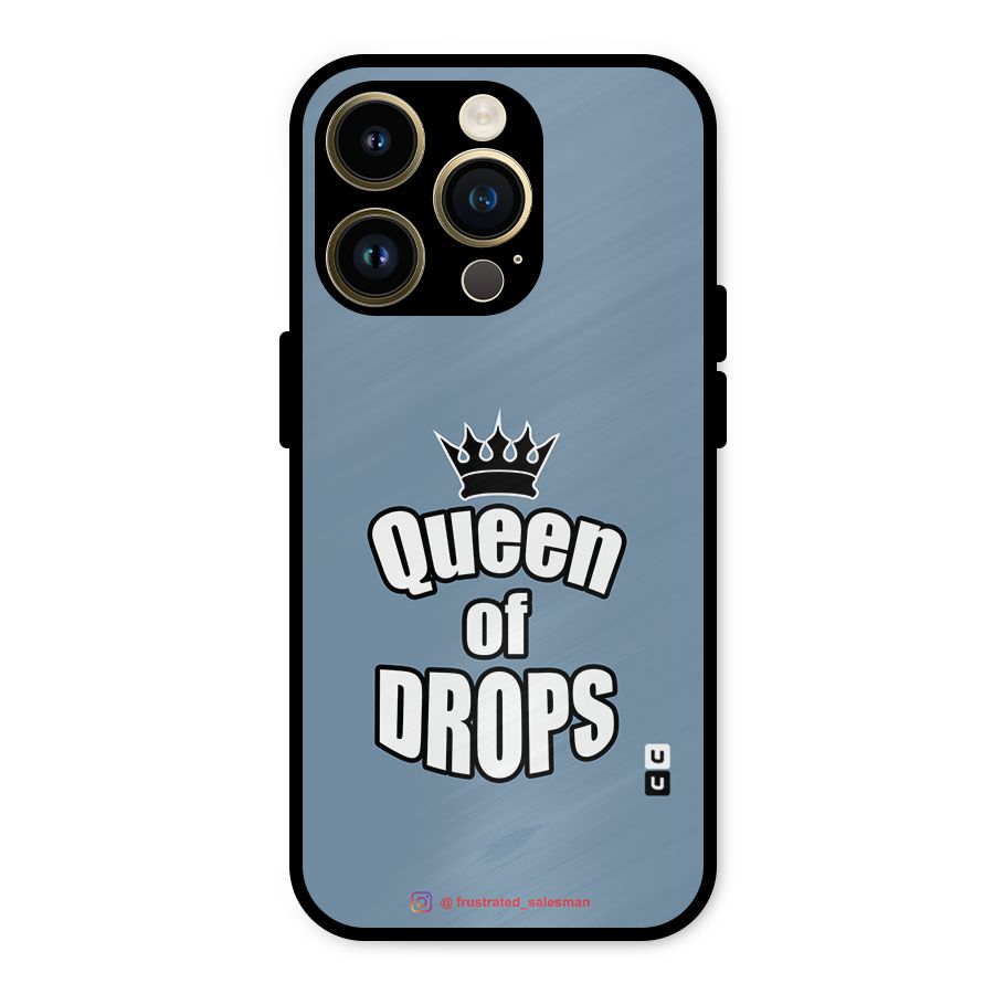 Queen of Drops SteelBlue Metal Back Case for iPhone 14 Pro