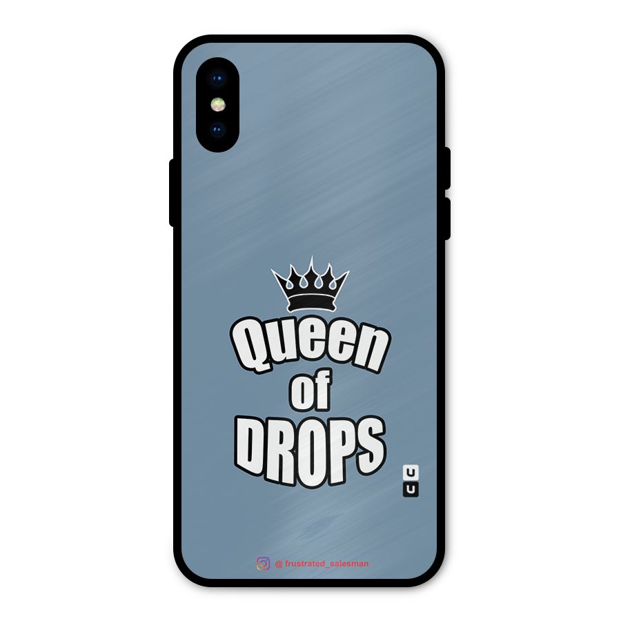 Queen of Drops SteelBlue Metal Back Case for iPhone X