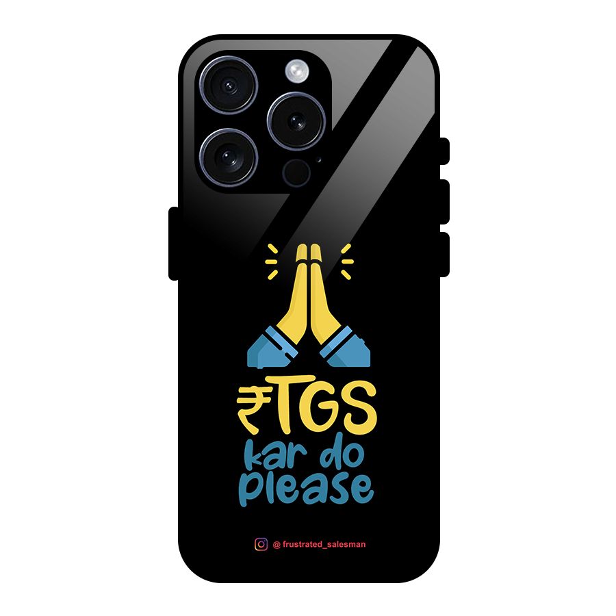 RTGS Kar Do Please Black Glass Back Case for iPhone 15 Pro