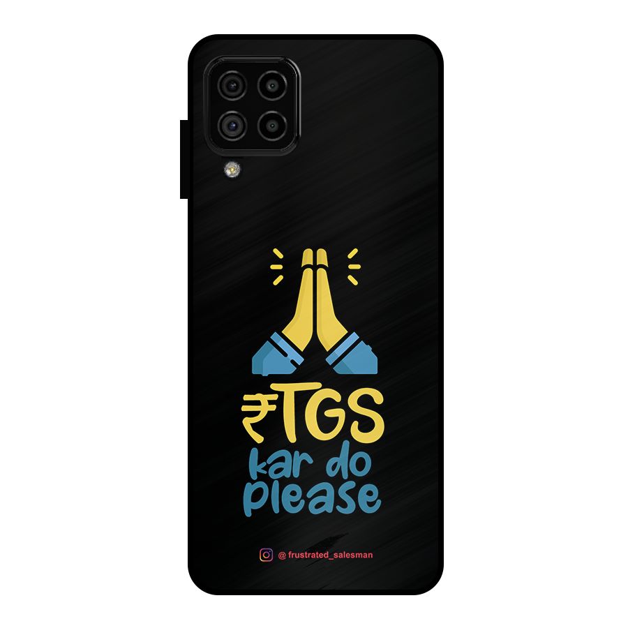 RTGS Kar Do Please Black Metal Back Case for Galaxy A22 4G