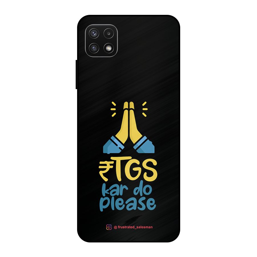 RTGS Kar Do Please Black Metal Back Case for Galaxy A22 5G