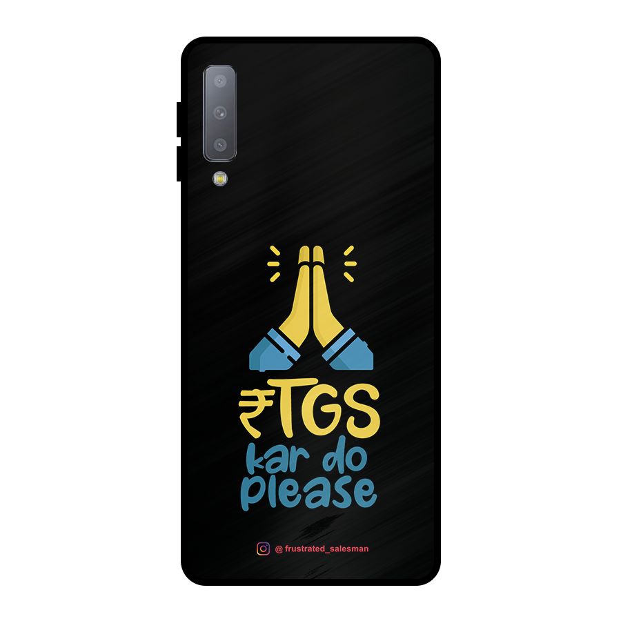 RTGS Kar Do Please Black Metal Back Case for Galaxy A7 (2018)