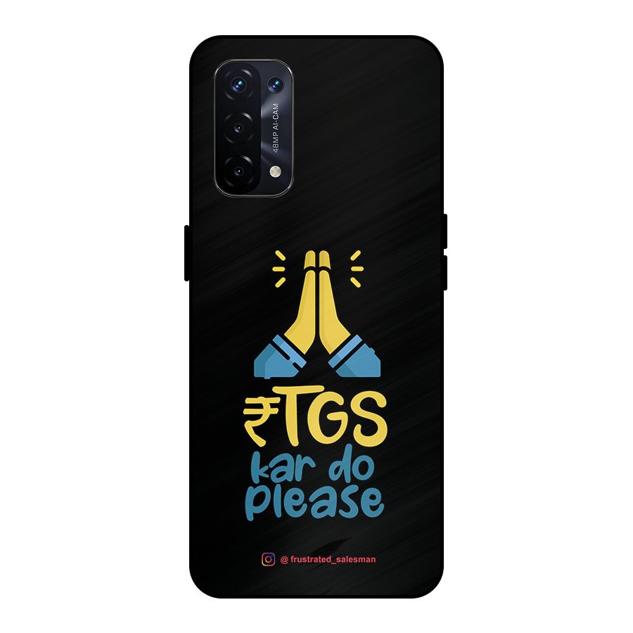 RTGS Kar Do Please Black Metal Back Case for Oppo A74 5G