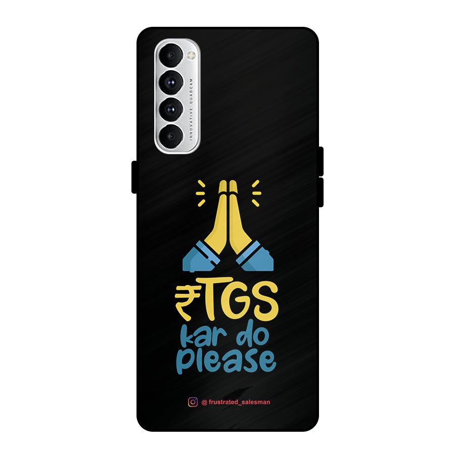 RTGS Kar Do Please Black Metal Back Case for Oppo Reno4 Pro