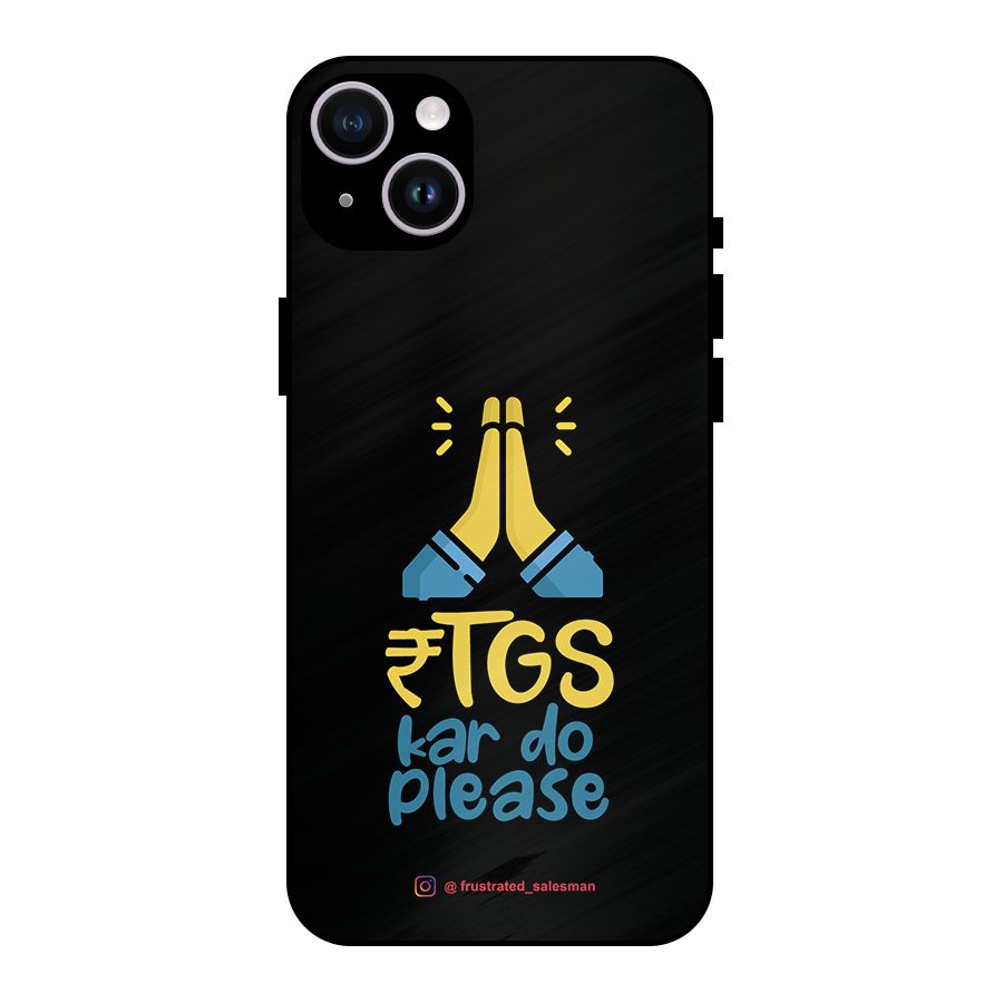 RTGS Kar Do Please Black Metal Back Case for iPhone 14 Plus