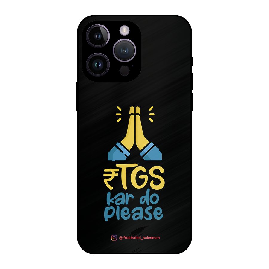RTGS Kar Do Please Black Metal Back Case for iPhone 14 Pro Max