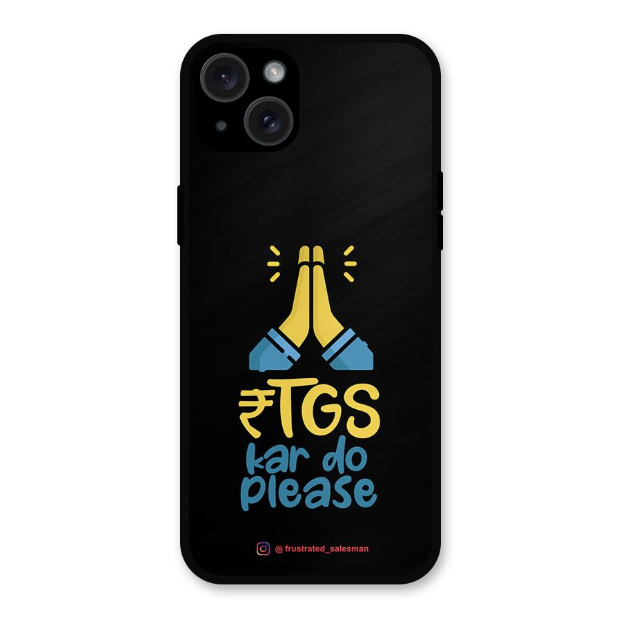 RTGS Kar Do Please Black Metal Back Case for iPhone 15 Plus