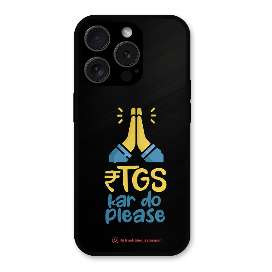 RTGS Kar Do Please Black Metal Back Case for iPhone 15 Pro