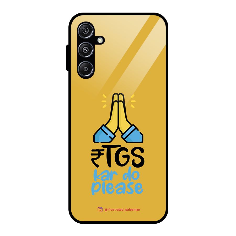 RTGS Kar Do Please Mustard Yellow Glass Back Case for Galaxy M34 5G
