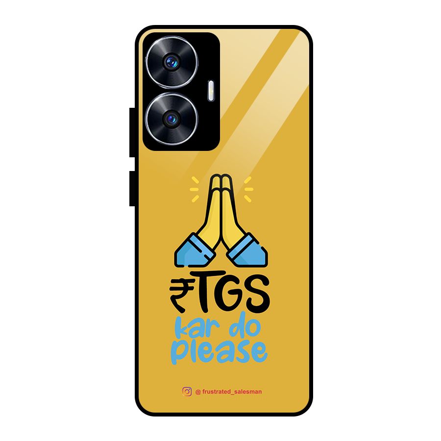 RTGS Kar Do Please Mustard Yellow Glass Back Case for Realme Narzo N55