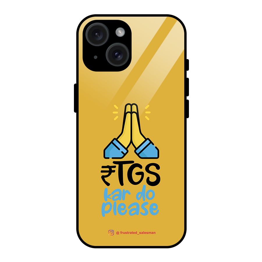 RTGS Kar Do Please Mustard Yellow Glass Back Case for iPhone 15