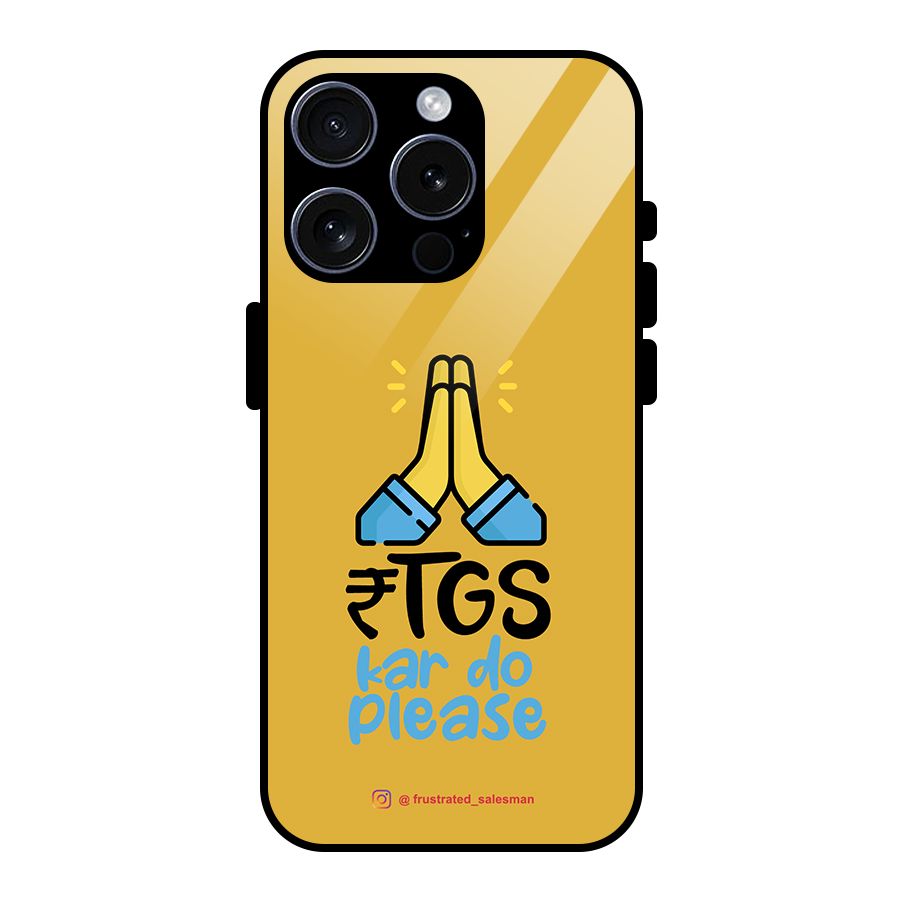 RTGS Kar Do Please Mustard Yellow Glass Back Case for iPhone 15 Pro