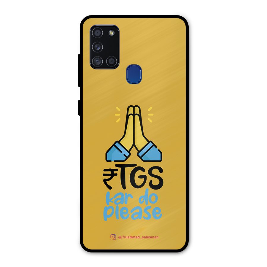 RTGS Kar Do Please Mustard Yellow Metal Back Case for Galaxy A21s