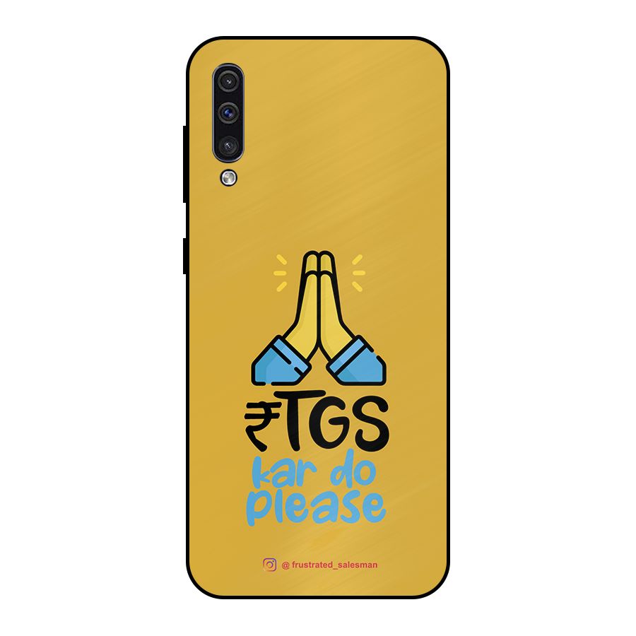 RTGS Kar Do Please Mustard Yellow Metal Back Case for Galaxy A50s