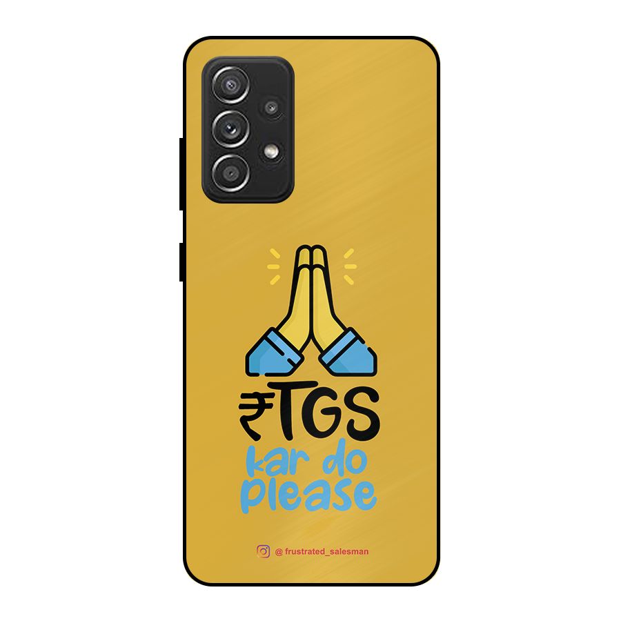 RTGS Kar Do Please Mustard Yellow Metal Back Case for Galaxy A52s 5G
