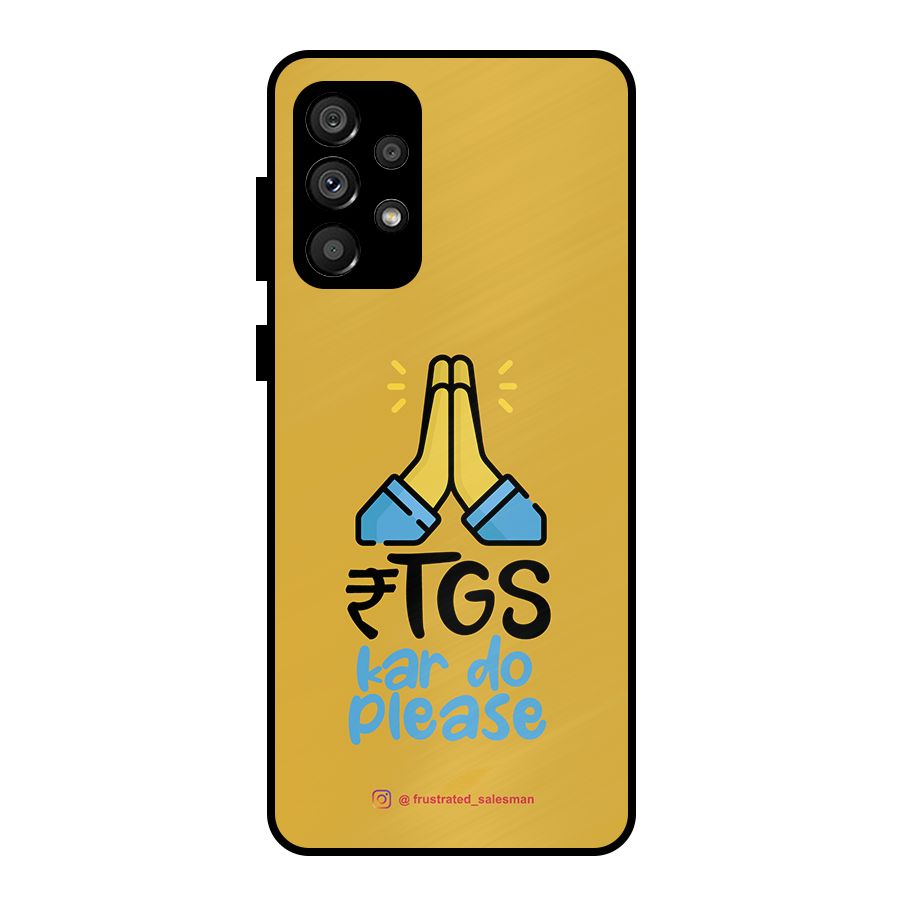 RTGS Kar Do Please Mustard Yellow Metal Back Case for Galaxy A73 5G
