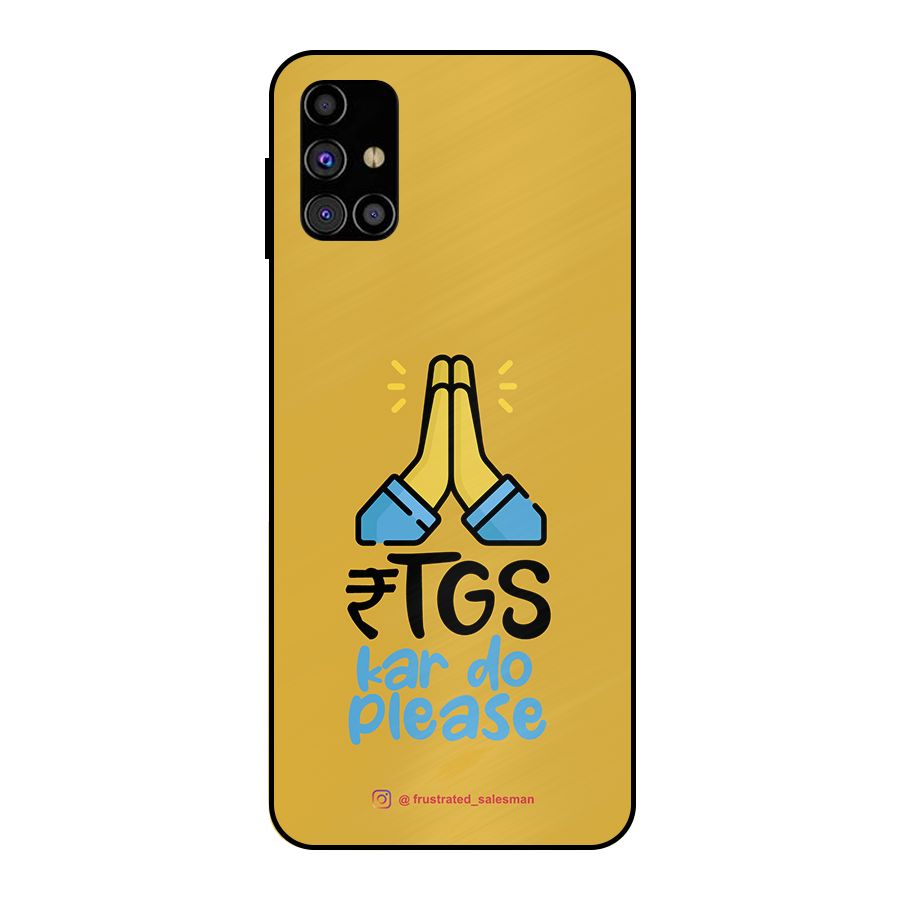RTGS Kar Do Please Mustard Yellow Metal Back Case for Galaxy M31s