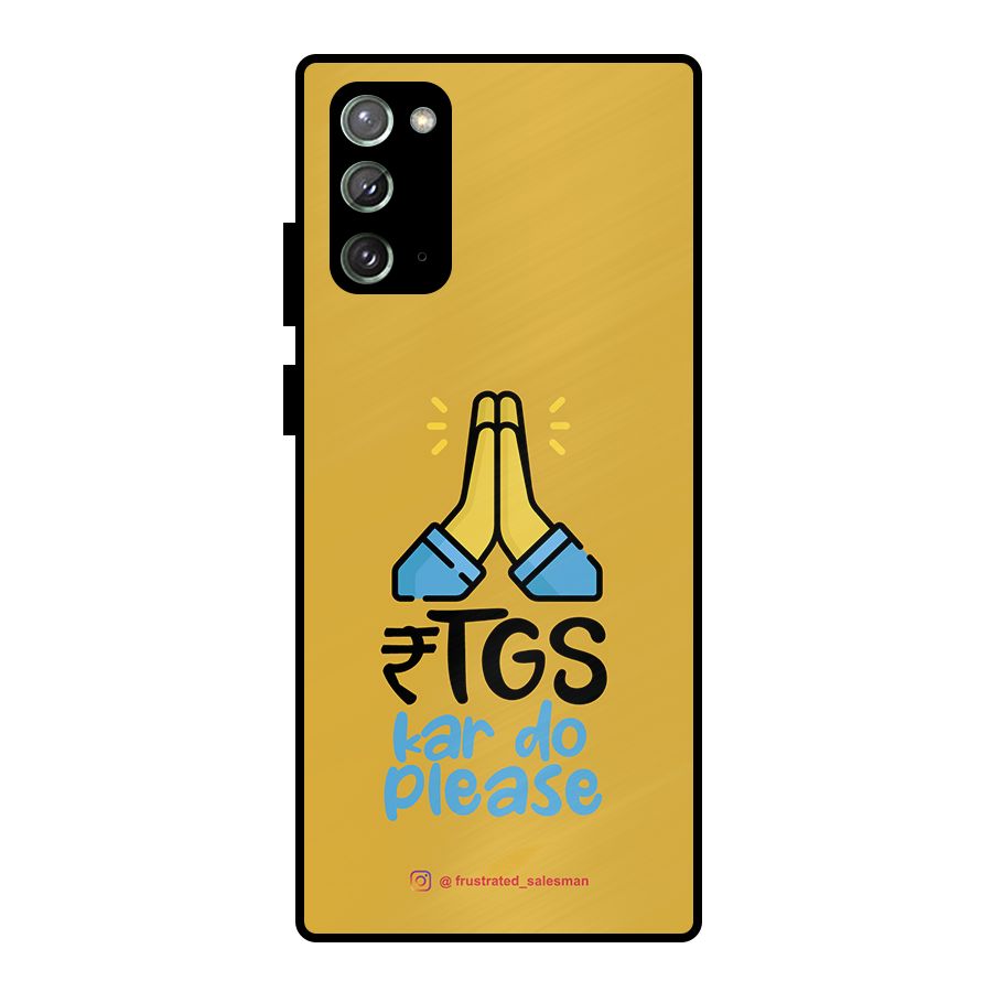 RTGS Kar Do Please Mustard Yellow Metal Back Case for Galaxy Note 20