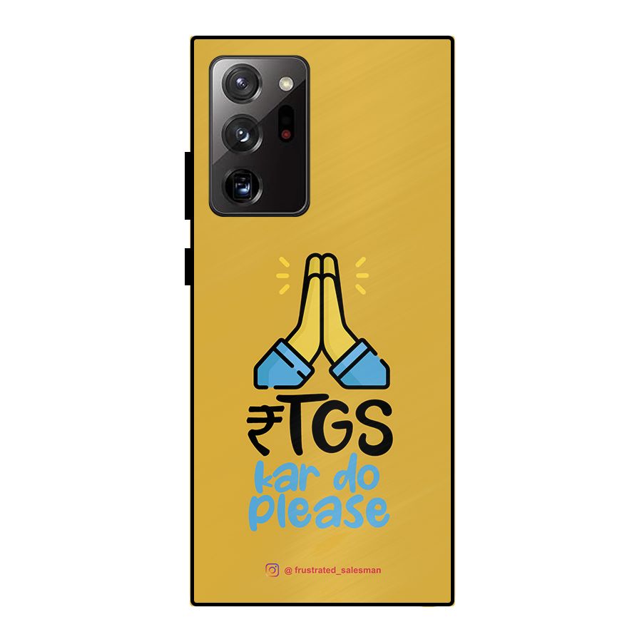 RTGS Kar Do Please Mustard Yellow Metal Back Case for Galaxy Note 20 Ultra