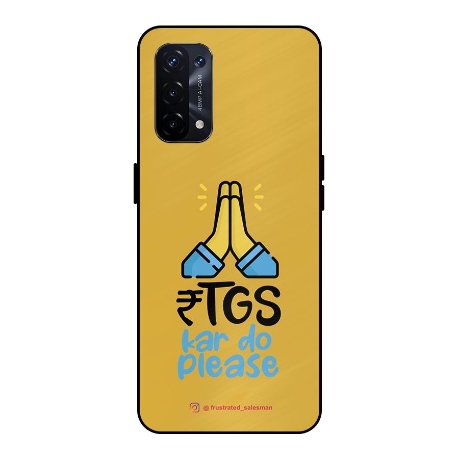 RTGS Kar Do Please Mustard Yellow Metal Back Case for Oppo A74 5G