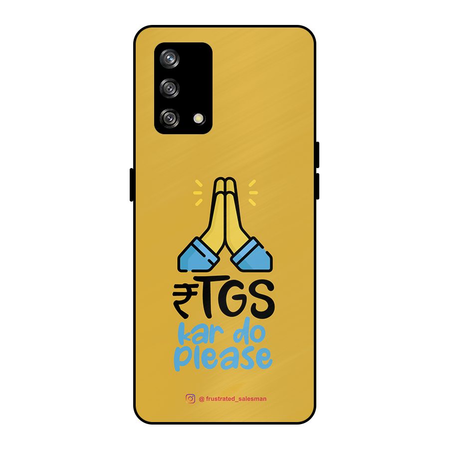 RTGS Kar Do Please Mustard Yellow Metal Back Case for Oppo F19