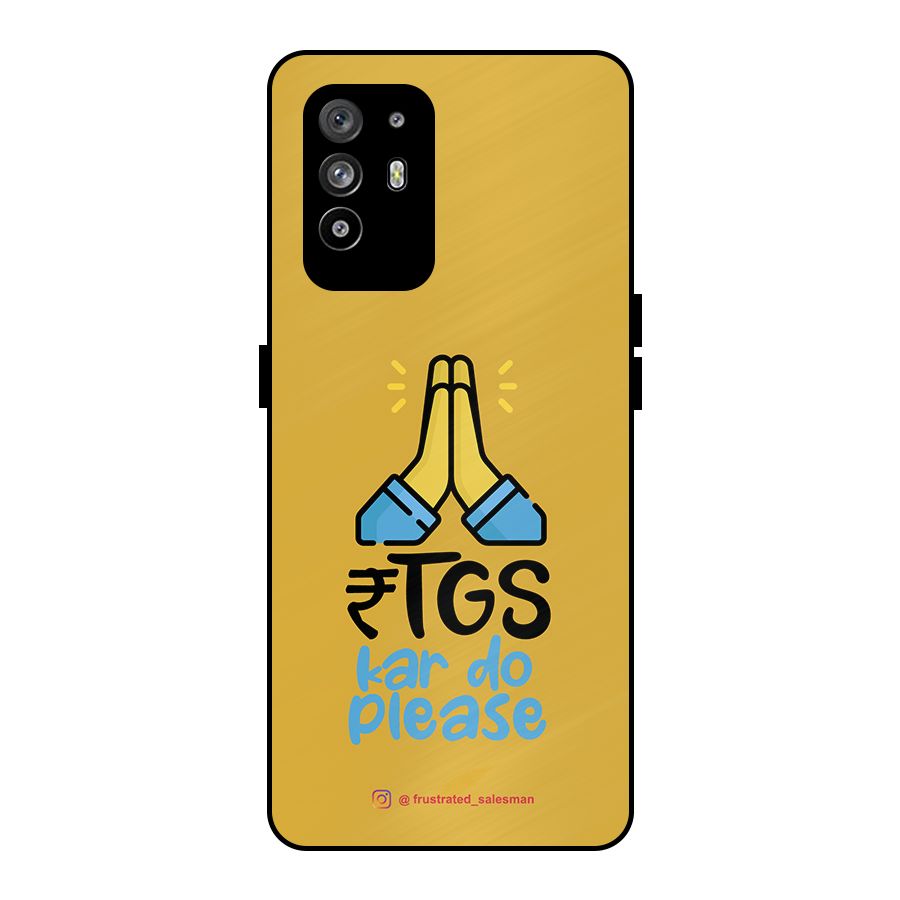 RTGS Kar Do Please Mustard Yellow Metal Back Case for Oppo F19 Pro Plus 5G