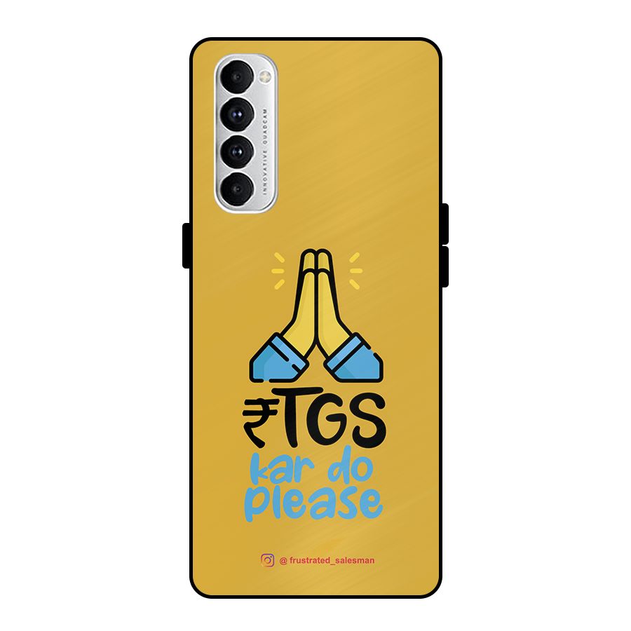 RTGS Kar Do Please Mustard Yellow Metal Back Case for Oppo Reno4 Pro
