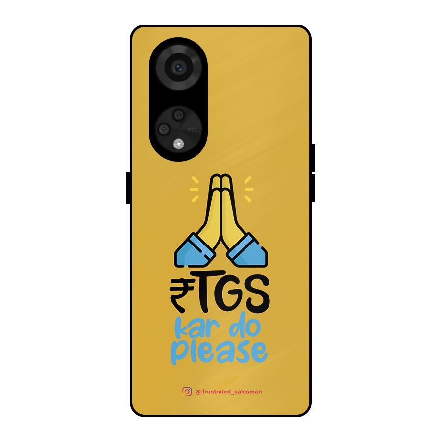 RTGS Kar Do Please Mustard Yellow Metal Back Case for Reno8 T 5G