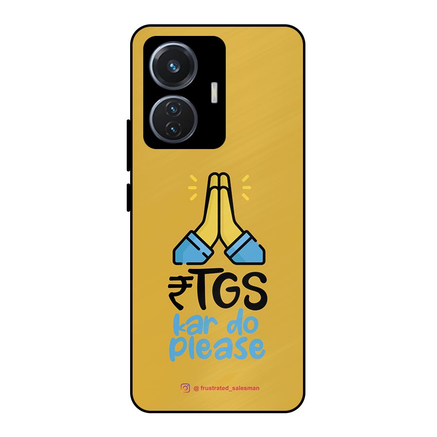 RTGS Kar Do Please Mustard Yellow Metal Back Case for Vivo T1 44W