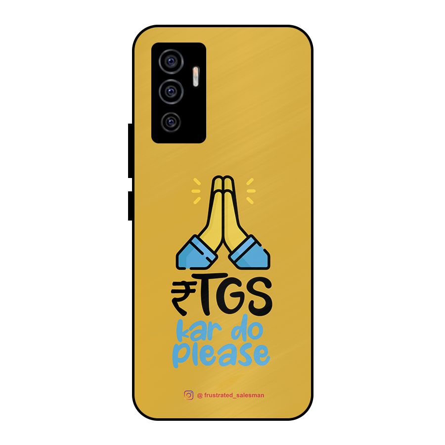 RTGS Kar Do Please Mustard Yellow Metal Back Case for Vivo V23e