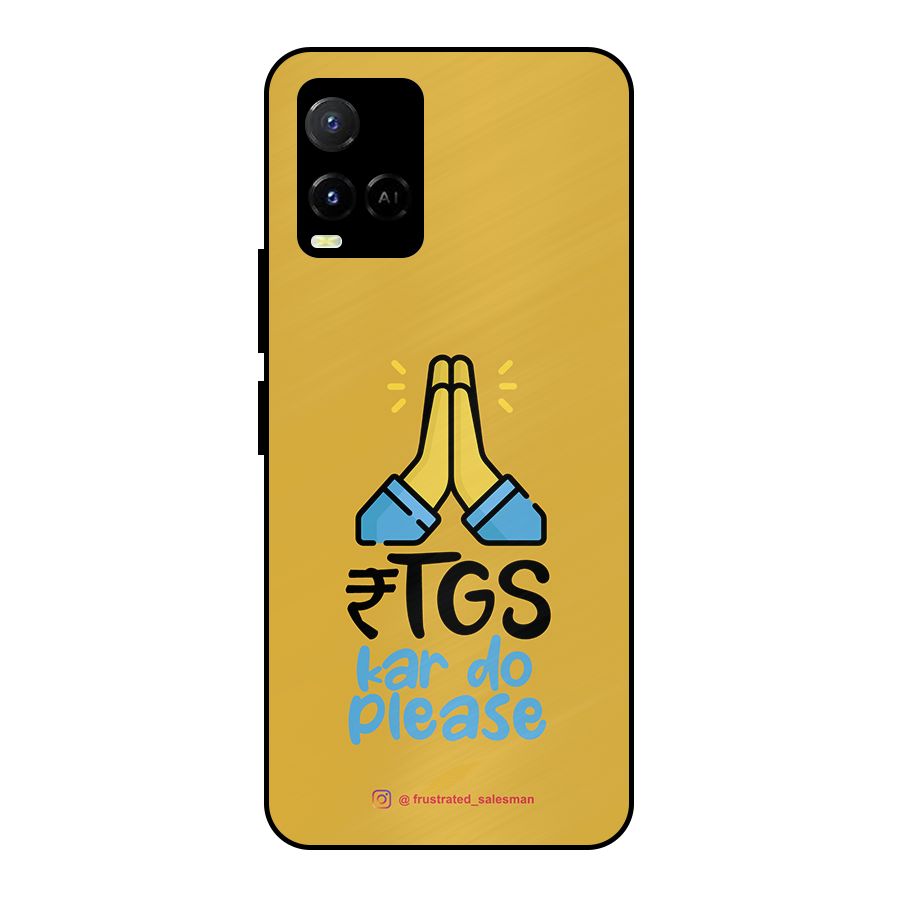 RTGS Kar Do Please Mustard Yellow Metal Back Case for Vivo Y21T