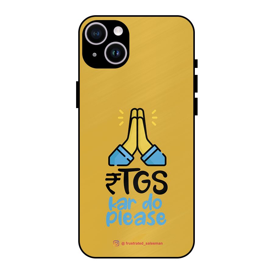 RTGS Kar Do Please Mustard Yellow Metal Back Case for iPhone 14 Plus