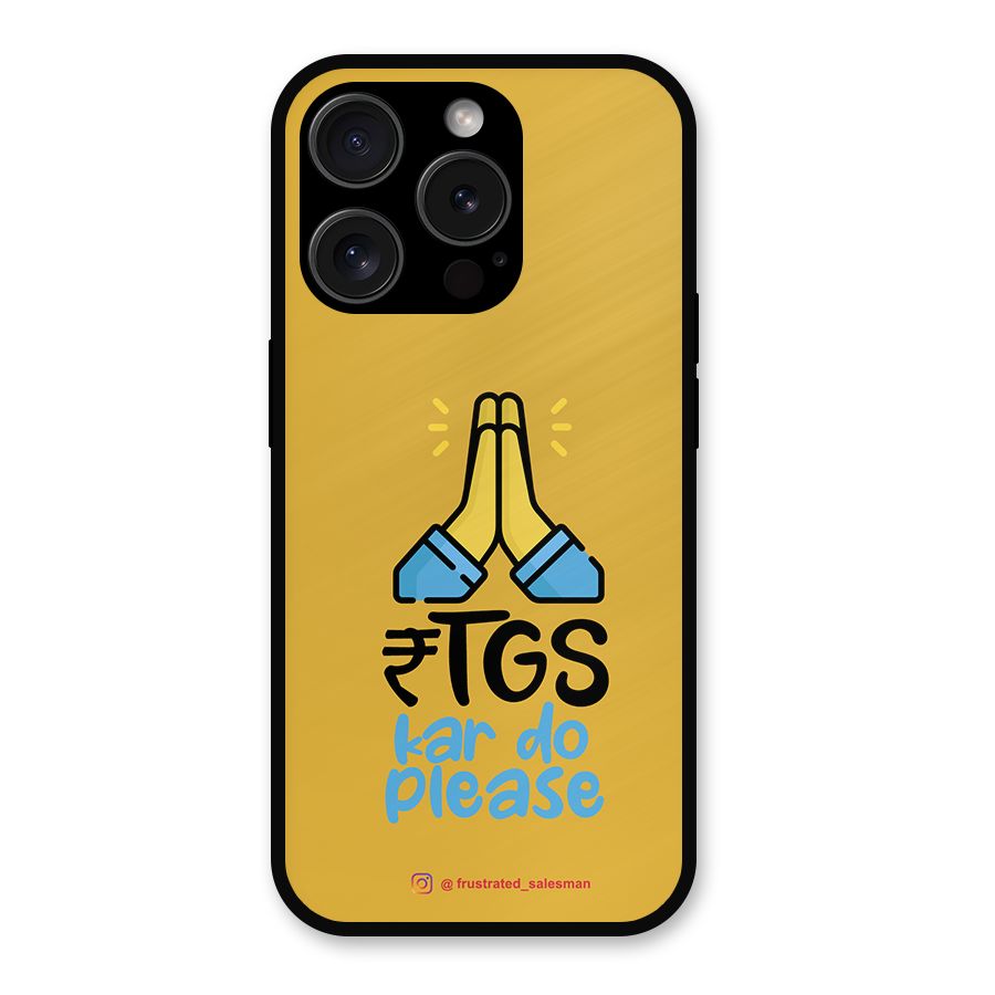 RTGS Kar Do Please Mustard Yellow Metal Back Case for iPhone 15 Pro
