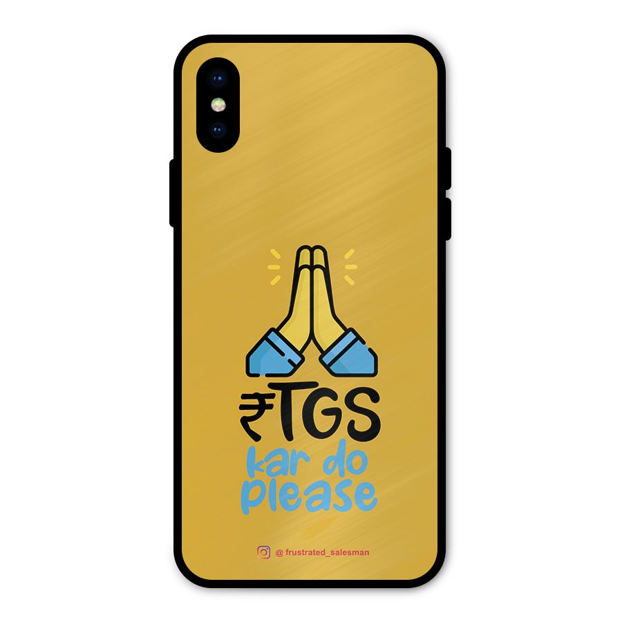 RTGS Kar Do Please Mustard Yellow Metal Back Case for iPhone XS