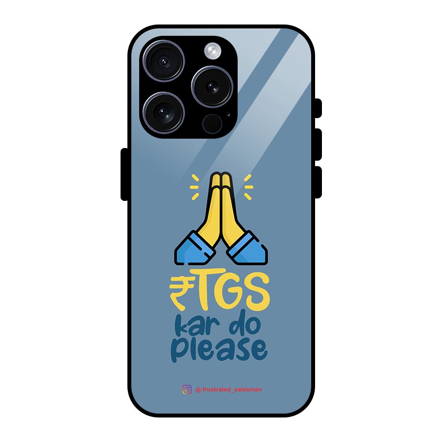 RTGS Kar Do Please SteelBlue Glass Back Case for iPhone 15 Pro