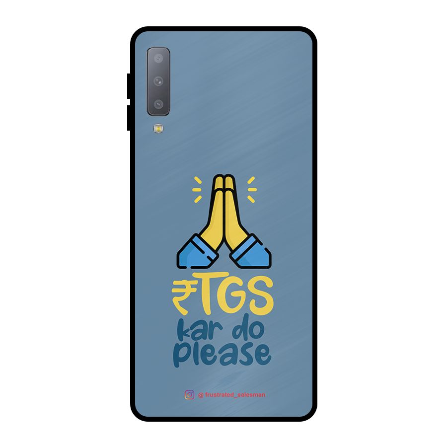 RTGS Kar Do Please SteelBlue Metal Back Case for Galaxy A7 (2018)