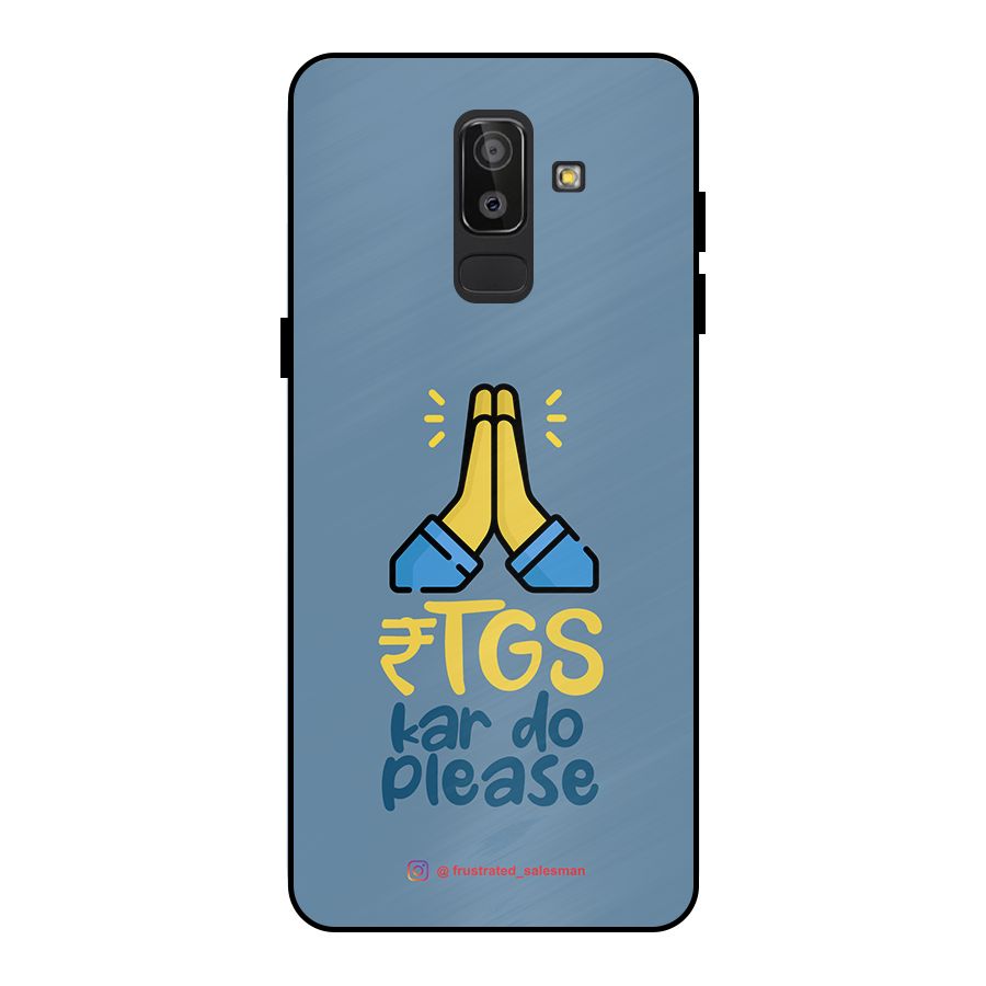 RTGS Kar Do Please SteelBlue Metal Back Case for Galaxy J8