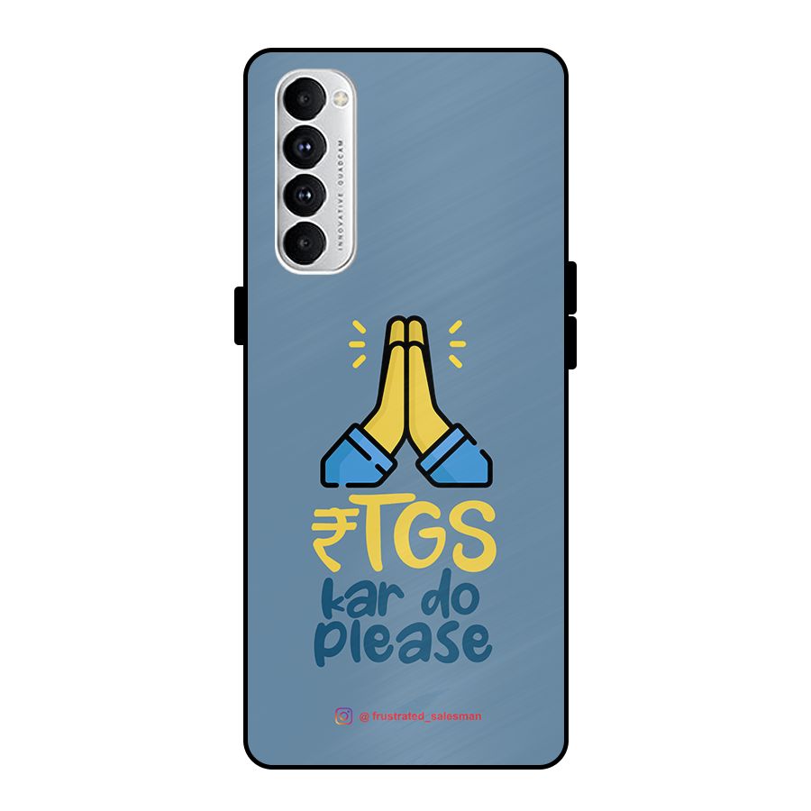 RTGS Kar Do Please SteelBlue Metal Back Case for Oppo Reno4 Pro