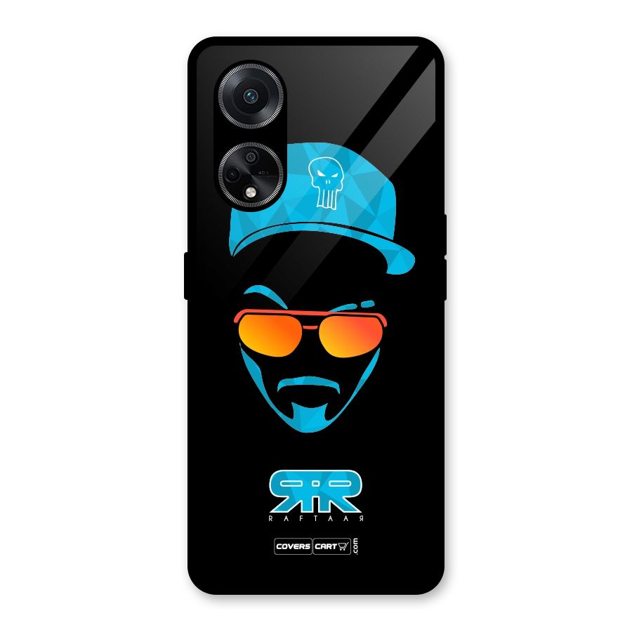 Raftaar Black and Blue Glass Back Case for Oppo F23