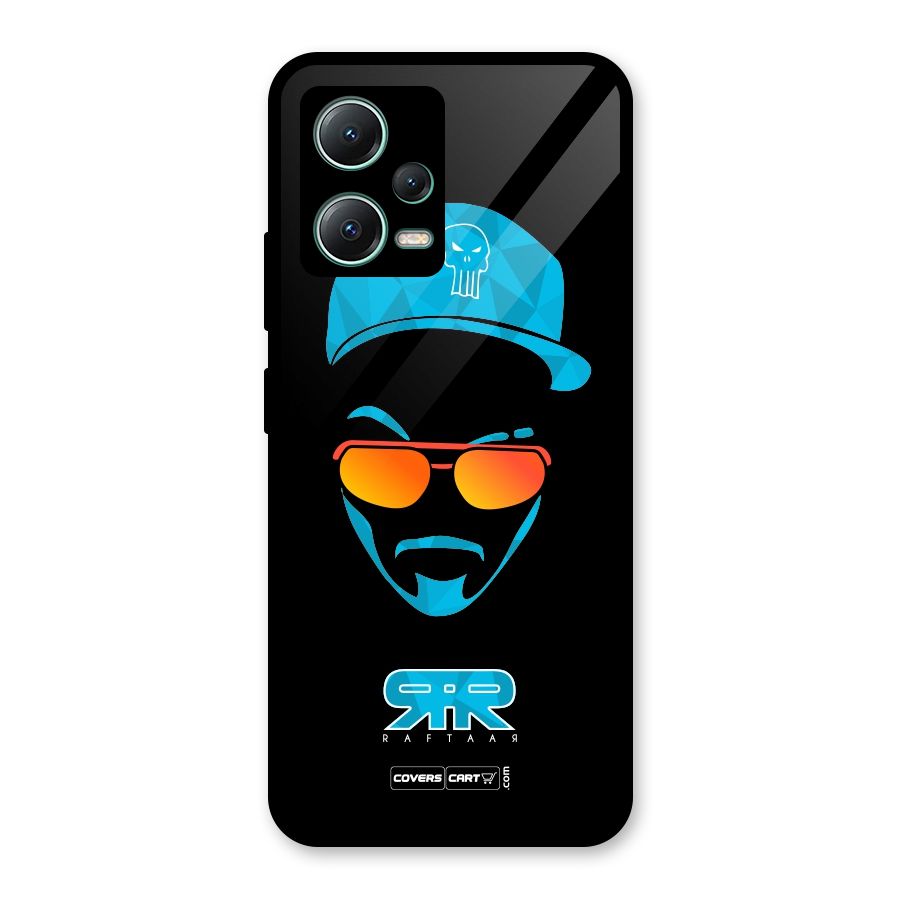 Raftaar Black and Blue Glass Back Case for Poco X5