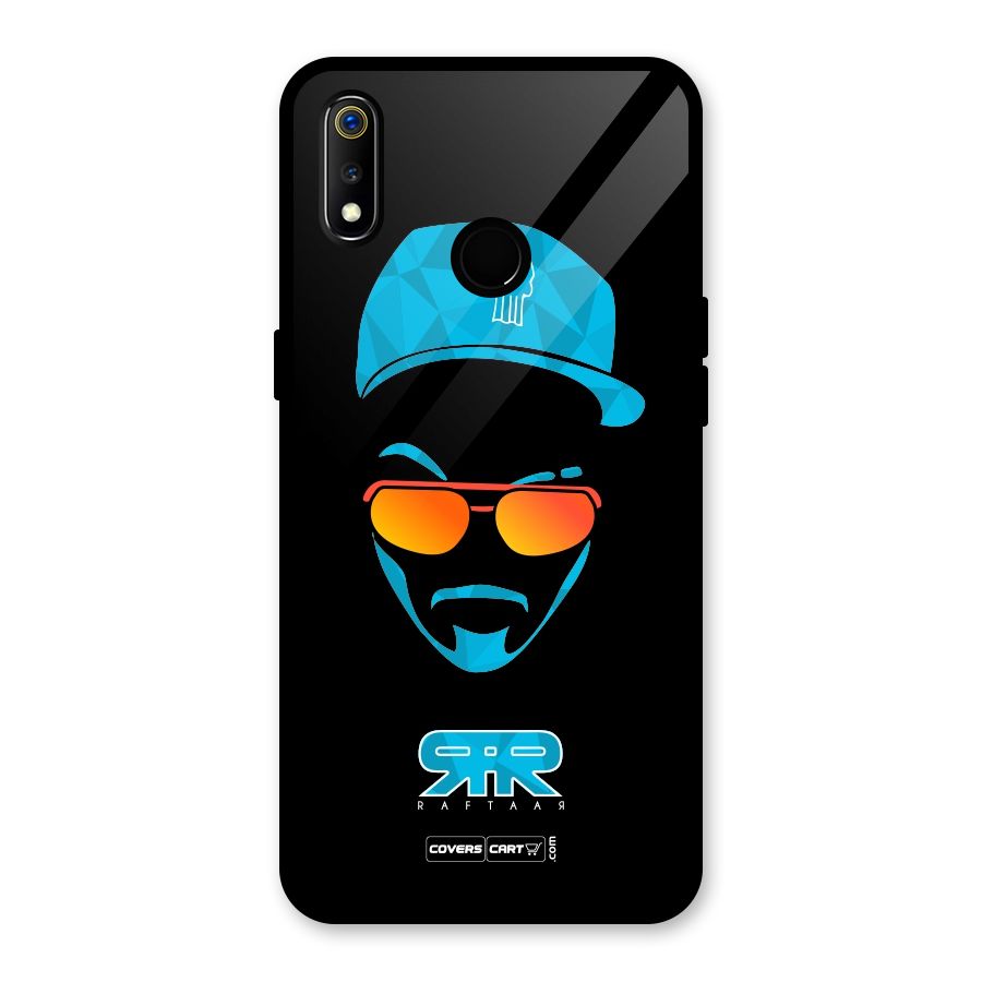 Raftaar Black and Blue Glass Back Case for Realme 3i