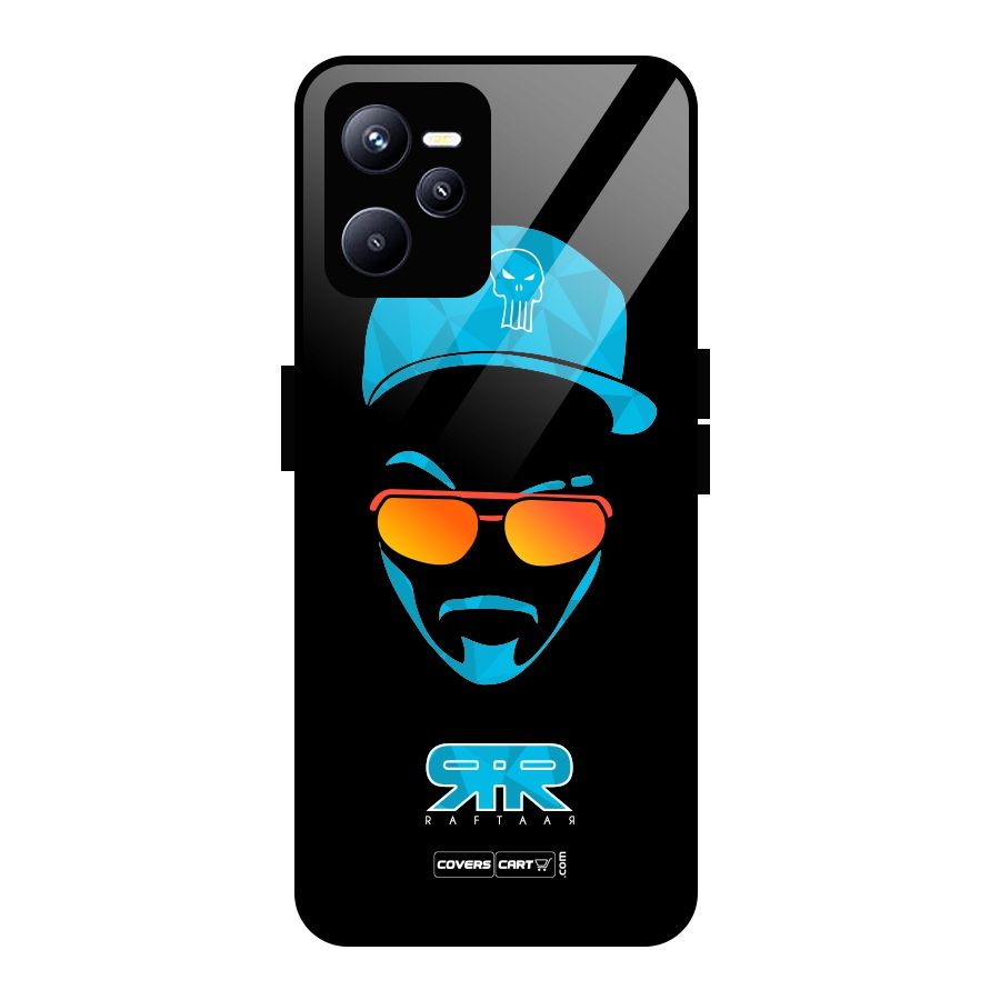 Raftaar Black and Blue Glass Back Case for Realme C35
