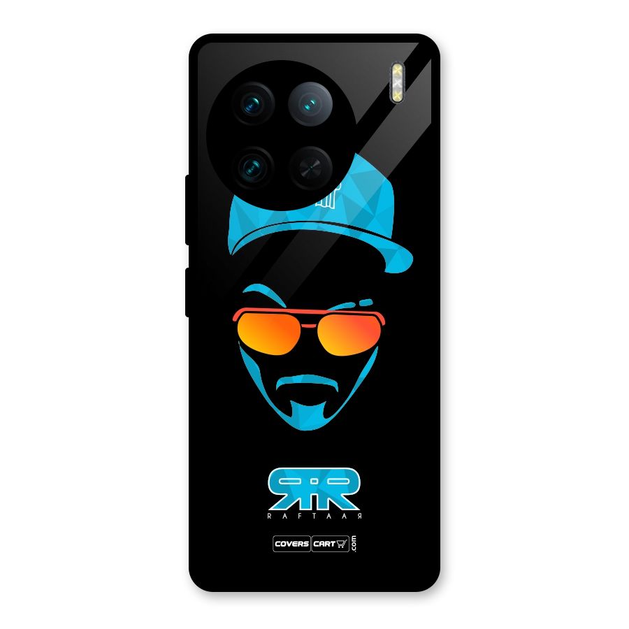 Raftaar Black and Blue Glass Back Case for Vivo X90 Pro